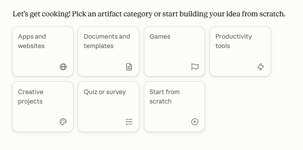 Artifact Options menu